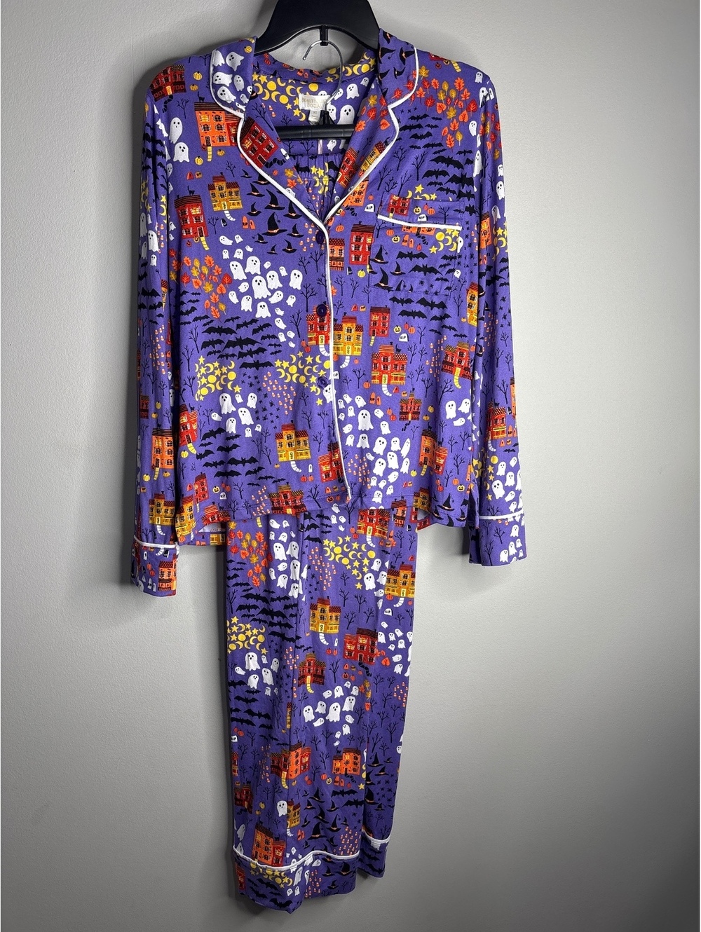 Women's Halloween Print Pajama Set in Purple, Size XS